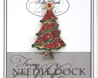Aiguille de rappel pour sapin de Noël rouge : aimant en toile émaillé et cristal