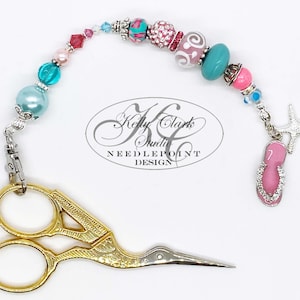 Pink Crystal Flip-Flop Charm Scissor Fob, purse fob, keychain, lanyard fob