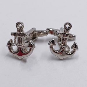 Silver Tone Anchor Cufflinks