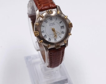 Vintage Anne Klein Ladies Silver Tone Leather Band Fashion Quartz Watch