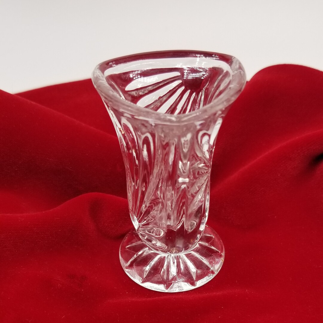 Vintage Mid Century Pressed Glass Toothpick Holder Round Base Etsy