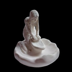 Vintage Van Briggle Pottery "Indian Corn Maiden" in Matte White, Signed on Bottom