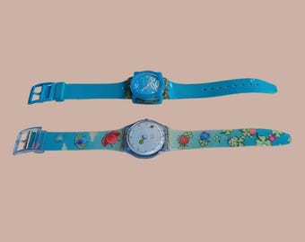 Vintage Swatch Watch Lot (2): "Lucky You"  & Blue "Enydros" – Working with New Batteries!