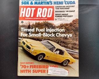 Vintage HOT ROD Magazine February 1970 Great gift for Dad and Grampa. Original price 50 cents!!!