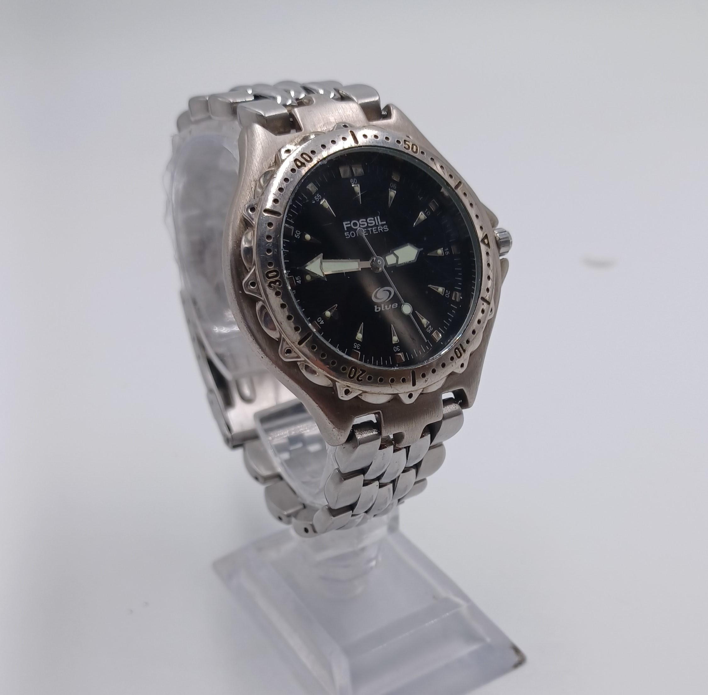 Vintage 2009 Fossil Date CZ Gem Bezel Momogram Strap 30mm Women\'s Quartz Watch WATCHMEGOBROKE - Etsy main image 3