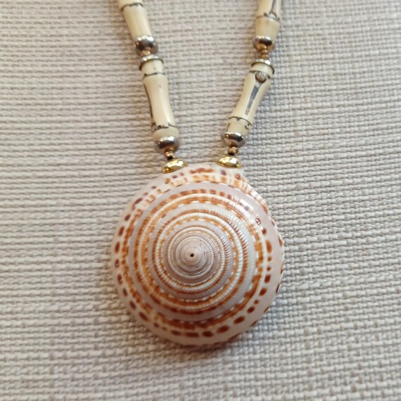 Vintage Signed Miriam Haskell Long Seashell, Bamb… - image 5