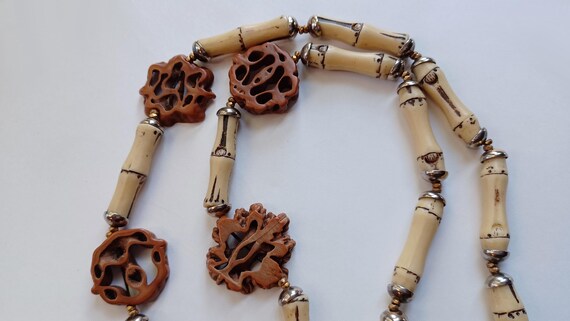 Vintage Signed Miriam Haskell Long Seashell, Bamb… - image 8