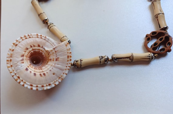 Vintage Signed Miriam Haskell Long Seashell, Bamb… - image 11