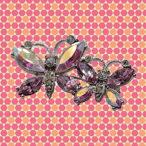 Lovely! Vintage Avon AB Rhinestone Butterfly Brooch, Pastel