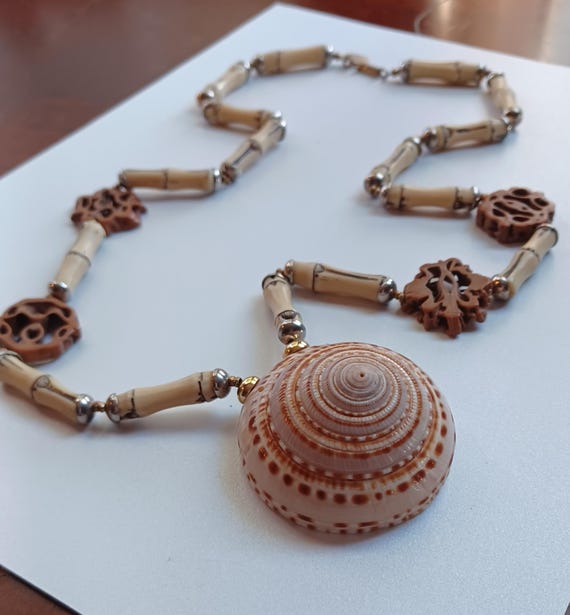 Vintage Signed Miriam Haskell Long Seashell, Bamb… - image 13