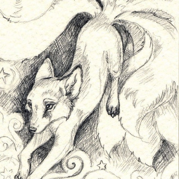 9 Tail Kitsune - original ACEO