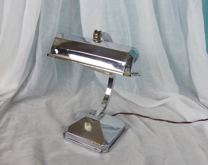 French Chrome Lamp Adjustable French Desk Lamp Side Lamp French Office Lamp Vintage French Lighting French Art Deco Bankers Lamp