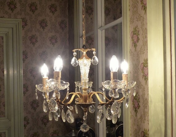 Vintage French Crystal Chandelier Glass Stemmed Image 0