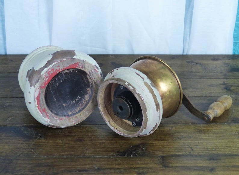 Shabby Chic Coffee Grinder Vintage French Coffee Grinder French Country Kitchen French Coffee Mill Wood /& Brass Coffee Grinder