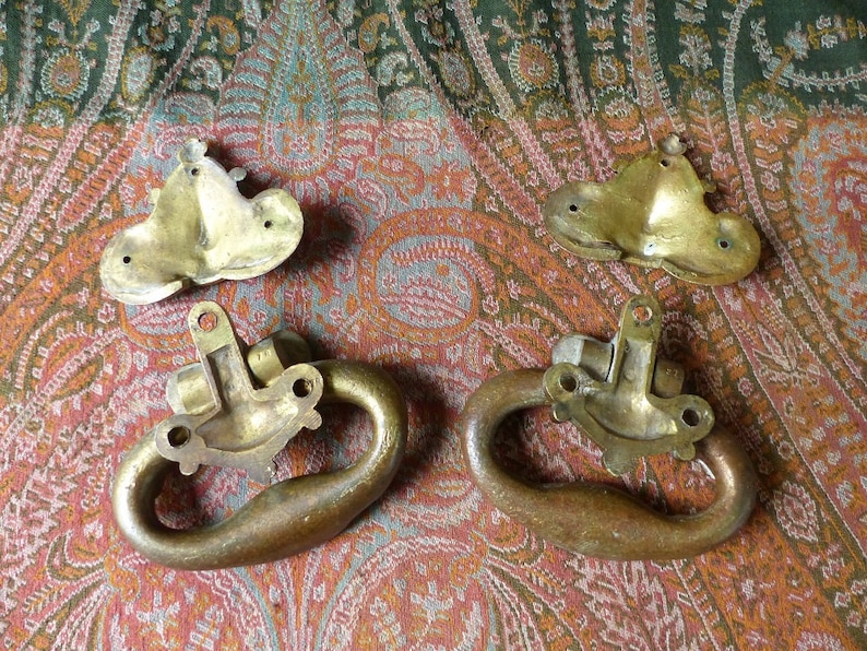 Furniture Handles LARGE Pair of French Antique Furniture Handles French Bronze Handles Double Door Handles Antique Drawer Pulls