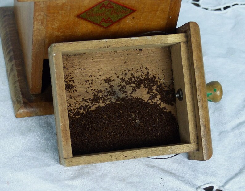Green Coffee Grinder Wood /& Metal Coffee Grinder Grand M\u00e8re French Kitchen Vintage French Coffee Grinder French Decor