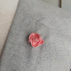 Pink silk Button-On Lapel Flower