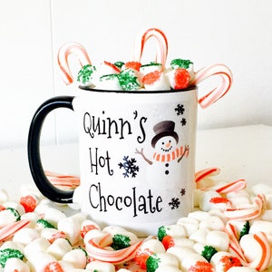 Hot Chocolate Mug with Snowman for Kids Christmas Hot Cocoa Snowman Gifts Personalized Hot Cocoa Mugs Christmas Gifts image 1