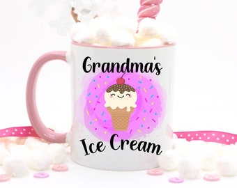 Personalized Ice Cream Mug | Mother's Day Gifts | Personalized Ice Cream Party Favors | Ice Lovers Gift Ideas | Gifts for Grandmas