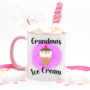 Personalized Ice Cream Mug | Mother's Day Gifts | Personalized Ice Cream Party Favors | Ice Lovers Gift Ideas | Gifts for Grandmas