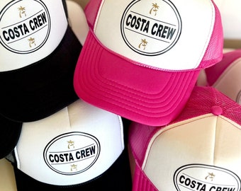 Costa Crew Trucker Hat | Custom Matching Costa Rica Hats for Group Vacation | Pura Vida Crew | Costa Rica Vacation Ideas | Mexico Hats