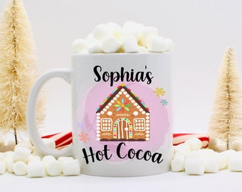 Personalized Gingerbread House Hot Chocolate Mug | Gingerbread Party Favors | Christmas Cookie Bake Party | Gingerbread Coffee Mug | Gifts