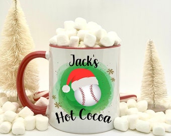 Personalized Baseball Hot Chocolate Mug | Christmas Gifts for Baseball Players | Custom Hot Cocoa Mugs | Christmas Baseball Gift Ideas