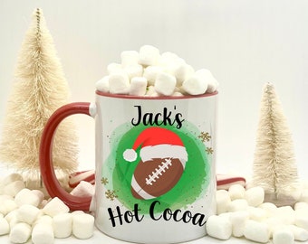 Personalized Football Hot Chocolate Mug | Christmas Gifts for Football Players | Custom Hot Cocoa Mugs | Christmas Football Gift Ideas