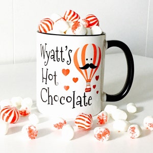 Hot Chocolate Mug with Hot Air Balloon | Christmas Hot Cocoa | Personalized Hot Cocoa Mugs for Christmas | Custom Hot Chocolate Mug | Boys