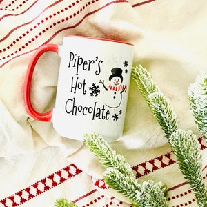 Hot Chocolate Mug with Snowman for Kids Christmas Hot Cocoa Snowman Gifts Personalized Hot Cocoa Mugs Christmas Gifts image 5