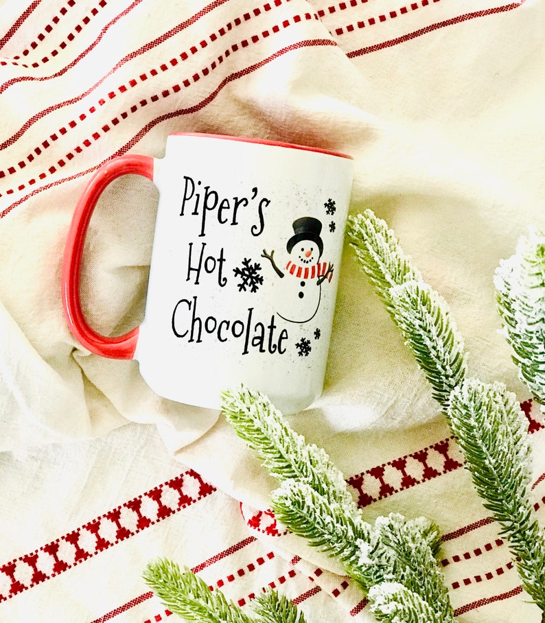 Hot Chocolate Mug with Snowman for Kids Christmas Hot Cocoa Snowman Gifts Personalized Hot Cocoa Mugs Christmas Gifts image 5