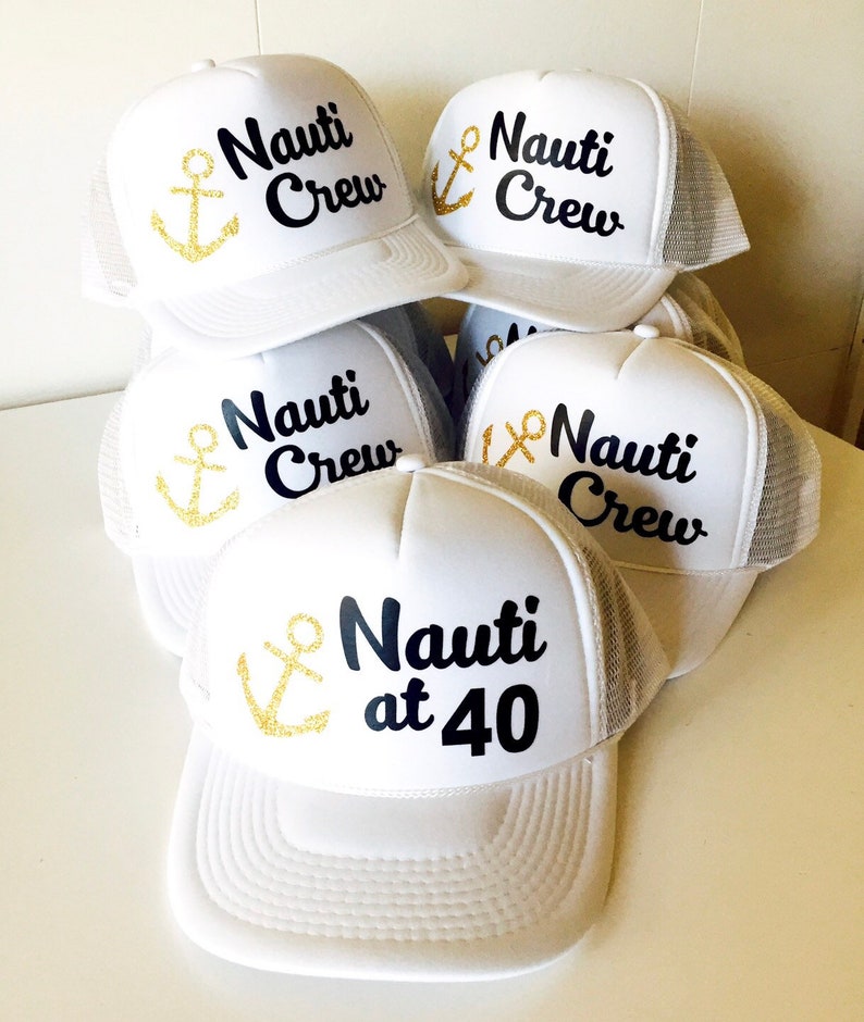 Nauti Birthday Party Hats for Cruises Nauti Crew Party Nauti Crew Nautical Hats Truckers Group Hats Birthdays Nauti Crew Hat