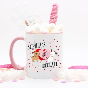 Personalized Hot Chocolate Mug for Kids Puppy Valentines Valentines Gift for Kids Puppy Hot Chocolate Mug Puppy Party Favor Pups image 2