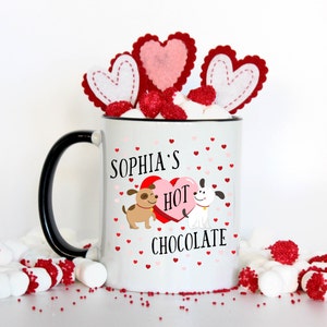 Personalized Hot Chocolate Mug for Kids Puppy Valentines Valentines Gift for Kids Puppy Hot Chocolate Mug Puppy Party Favor Pups image 1