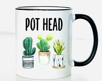 Pot Head Coffee Mug | Pot Head Gifts | Gardener Coffee Mug | Plant Lady Gift Ideas | Planted Pots | Cactus Lovers | Mugs for Plant Lovers