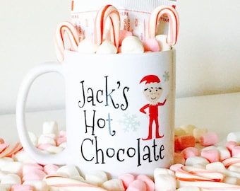 Personalized Hot Chocolate Mugs | Elf Hot Chocolate Mug for Kids | Hot Cocoa Mugs for Kids | Christmas Elf Mug | Christmas Gifts