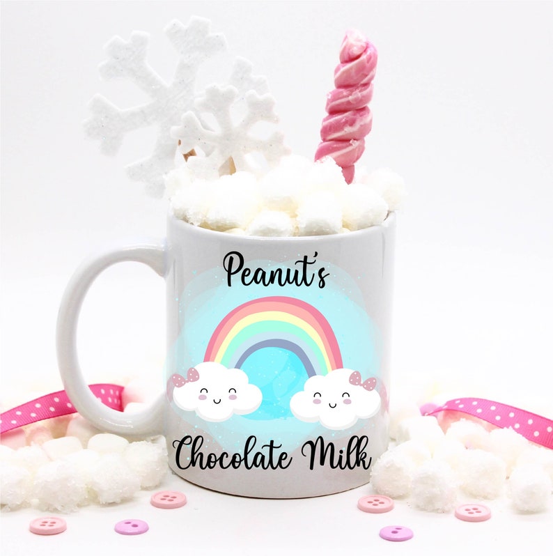 Personalized Chocolate Milk Mug for Kids Rainbow Gifts Etsy