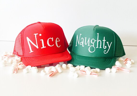 Naughty and Nice Trucker Hat Nice Trucker Hat Naughty List Nice List Christmas Hat Naughty and Nice Hats Christmas Hats for Kids Etsy