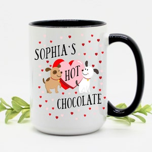Personalized Hot Chocolate Mug for Kids Puppy Valentines Valentines Gift for Kids Puppy Hot Chocolate Mug Puppy Party Favor Pups image 3