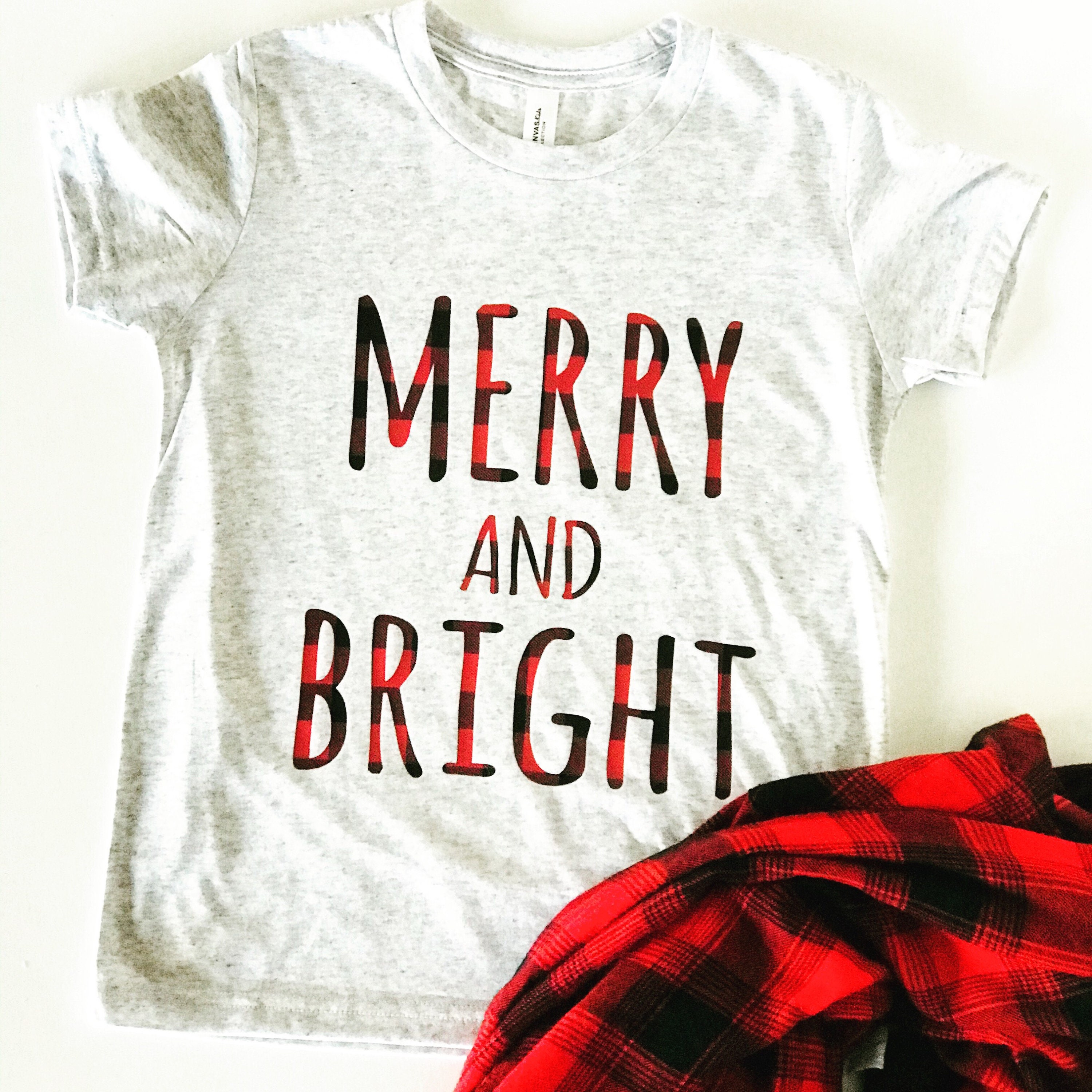 Merry and Bright Youth TShirt Merry & Bright Shirt Youth Etsy