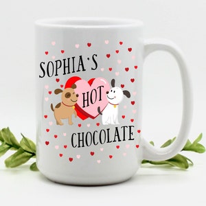 Personalized Hot Chocolate Mug for Kids Puppy Valentines Valentines Gift for Kids Puppy Hot Chocolate Mug Puppy Party Favor Pups image 4