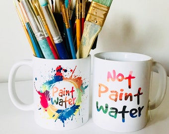 Paint Water and Not Paint Water Coffee Mug Set | Gifts for Painters | Kids Painting Gifts | Painting Party Favors | Christmas Gift Idea