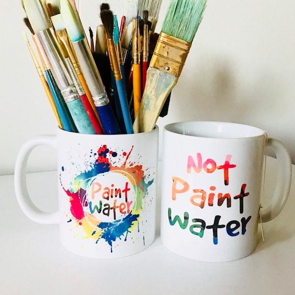 Paint Water and Not Paint Water Coffee Mug Set | Gifts for Painters | Kids Painting Gifts | Painting Party Favors | Christmas Gift Idea