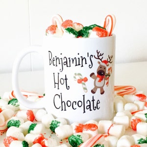 Hot Chocolate Mug for Kids | Christmas Hot Chocolate Mugs for Kids | Personalized Hot Chocolate Mugs | Reindeer Hot Cocoa | Christmas Gifts