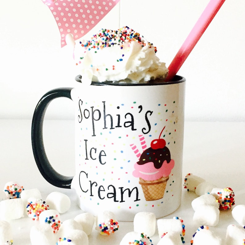 Personalized Ice Cream Mug Ice Cream Cups Mother's Day Gift Ideas Ice Cream Gifts Ice Cream Party Favors Ice Cream Coffee Mug image 1