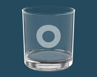 Phish Inspired Donut Whiskey Glass, 10.5oz with Frosted/Etched Engraving Bourbon Glass