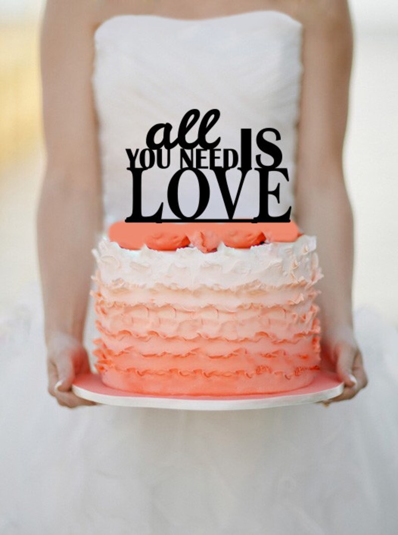 All You Need Is LOVE Wedding Cake Topper Monogram cake topper Etsy