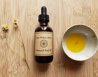 Chamomile Body Oil, Organic, Infused Oil, Body Oil, Bath Oil, Massage Oil, Calming, Natural Skincare