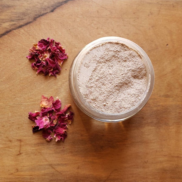 Rose Petal Face Mask, Organic Skincare, Soothing, Nourishing, Cleansing, Kaolin and Rhassoul Clay, Rose Petals, Cleansing, Beauty Face Mask