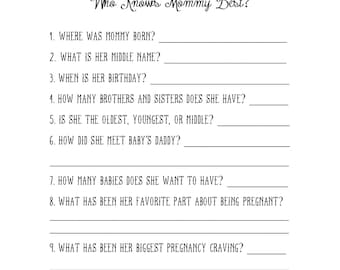 Who Knows Mommy Best? // Game {Bunny Baby Shower} - Digital File - Instant Download